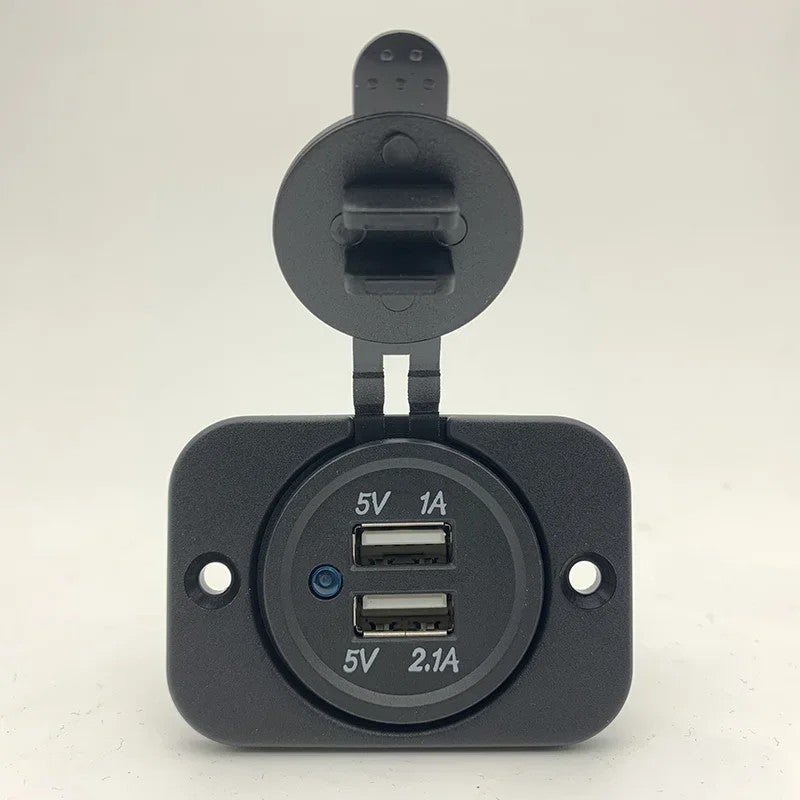 Y&D Dual USB Car Charger 3.1A Fast Charge - Waterproof 12V/24V Socket with LED Light for Boat, RV, Truck, Automobile - Image 3